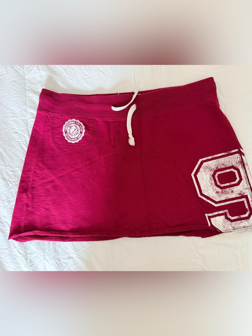 Abercrombie & Fitch Red/Dark Pink Drawstring Jersey Skirt Vintage